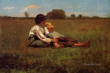  Boys Painting - Boys in a Pasture Realism painter Winslow Homer